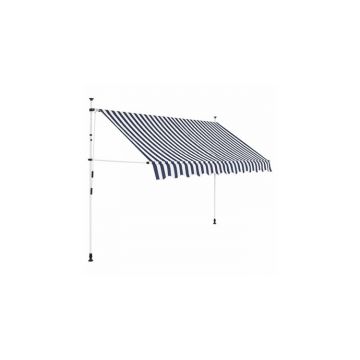 copertină retractabilă manual, 250 cm, dungi albastru și alb