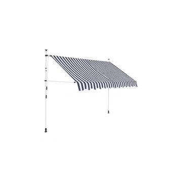 copertină retractabilă manual, 300 cm, dungi albastru și alb