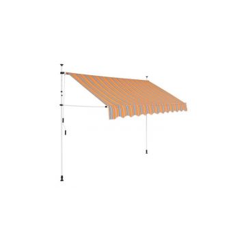 Copertină retractabilă manual, 300 cm, dungi galben și albastru