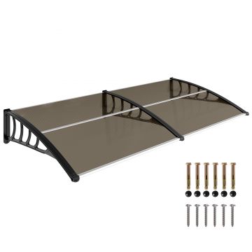 Streasina de exterior Outsunny 200x96cm din policarbonat si aluminiu, protectie pentru ferestre si usi, maro | Aosom RO