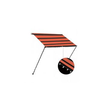 Copertina retractabila cu led, portocaliu si maro, 150 x 150 cm