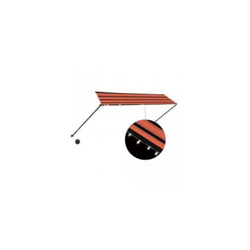 Copertina retractabila cu led, portocaliu si maro, 350 x 150 cm
