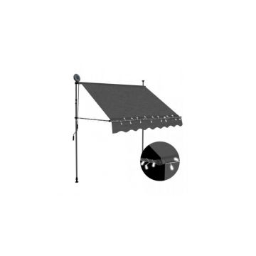 Copertina retractabila manual cu led, antracit, 200 cm
