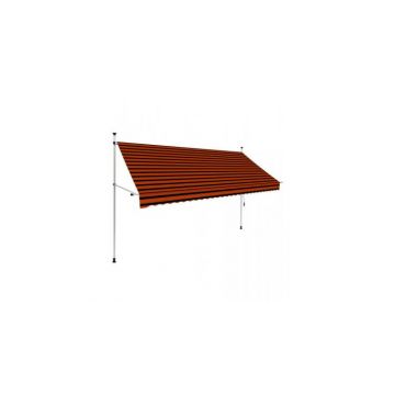 Copertina retractabila manual, portocaliu si maro, 300 cm