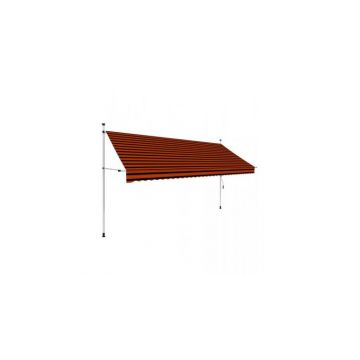 Copertina retractabila manual, portocaliu si maro, 350 cm