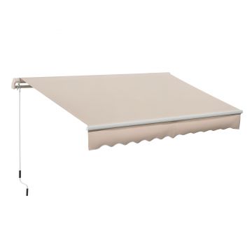 Outsunny Copertină Extensibilă pentru Exterior, Copertină Roll-Up cu Deschidere Manivelă, 295x200 cm, Bej | Aosom Romania