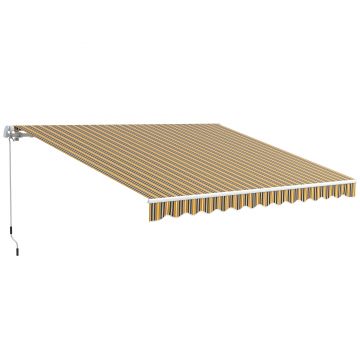 Outsunny Copertină Pliabilă pentru Exterior, Copertină Tip Roll-Up cu Deschidere Manivelă, 350x250 cm, Galben | Aosom Romania