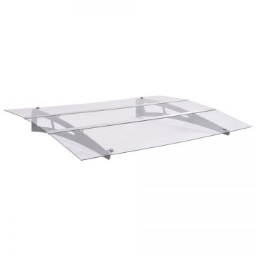Baldachin ușă argintiu și transparent 150x90 cm PET
