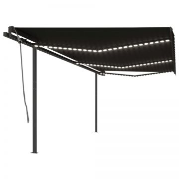 Copertină automată cu senzor vânt&LED, antracit, 6x3,5 m