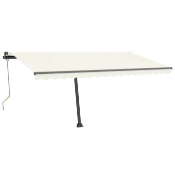 Copertină automată cu senzor vânt & LED, crem, 400x300 cm