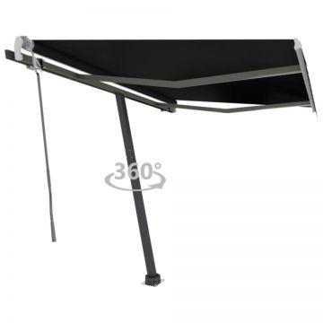 Copertină autonomă retractabilă manual, antracit, 300x250 cm