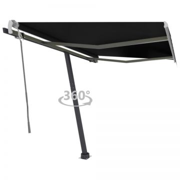 Copertină autonomă retractabilă manual, antracit, 350x250 cm