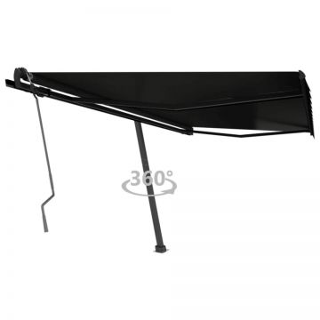 Copertină autonomă retractabilă manual, antracit, 450x350 cm