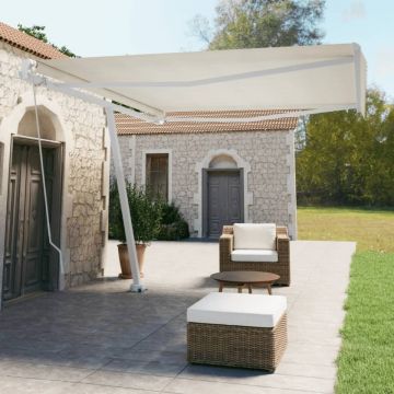 Copertină autonomă retractabilă manual, crem, 400x350 cm
