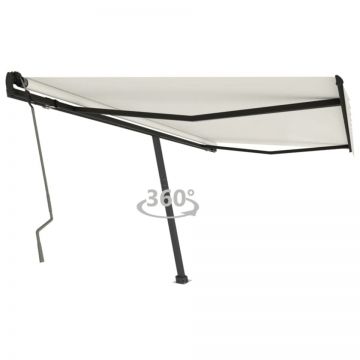 Copertină autonomă retractabilă manual, crem, 450x350 cm