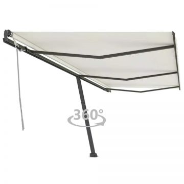 Copertină autonomă retractabilă manual, crem, 600x300 cm