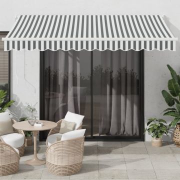 Copertină retractabilă antracit/alb, 3,5x2,5 m, textil/aluminiu