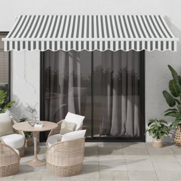 Copertină retractabilă antracit/alb, 3,5x2,5 m, textil/aluminiu