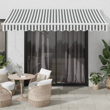 Copertină retractabilă antracit/alb, 3,5x2,5 m, textil/aluminiu