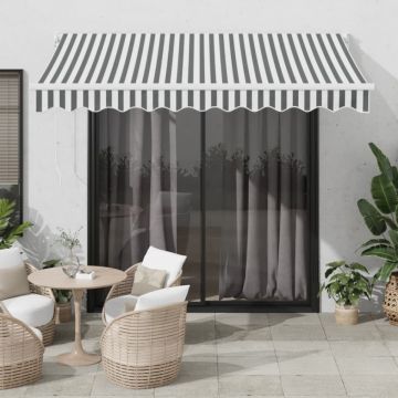 Copertină retractabilă antracit/alb, 3x2,5 m, textil/aluminiu