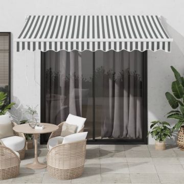 Copertină retractabilă antracit/alb, 3x2,5 m, textil/aluminiu