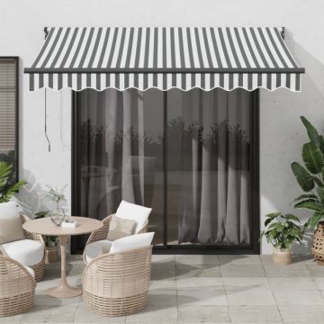 Copertină retractabilă antracit/alb, 3x2,5 m, textil/aluminiu