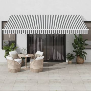 Copertină retractabilă antracit/alb, 4,5x3 m, textil/aluminiu