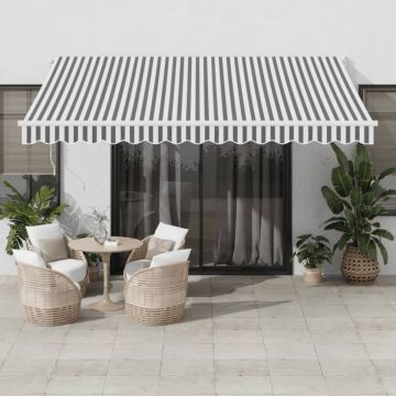 Copertină retractabilă antracit/alb, 4x3 m, textil/aluminiu