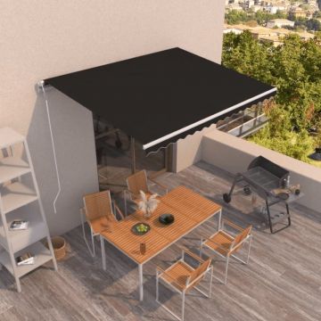 Copertină retractabilă automat, antracit, 400x350 cm