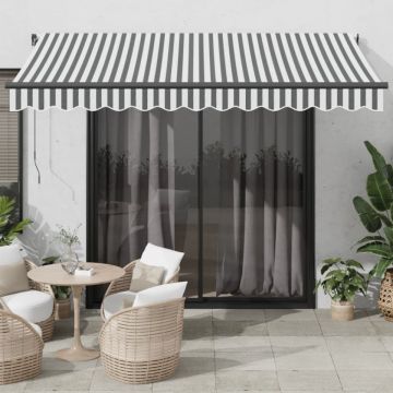Copertină retractabilă automat, antracit/alb, 350x250 cm