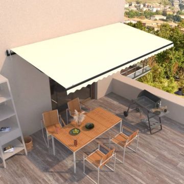 Copertină retractabilă automat, crem, 600x350 cm