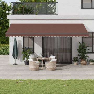 Copertina retractabilă automat cu LED-uri, maro, 600x350 cm