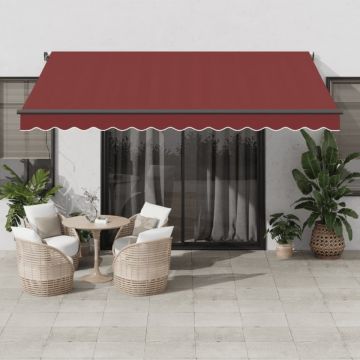 Copertina retractabilă automat cu LED-uri, vișiniu, 400x350 cm