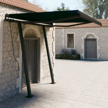 Copertină retractabilă automat cu stâlpi, antracit, 3x2,5 m