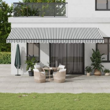 Copertină retractabilă automat LED-uri antracit/alb 600x350 cm