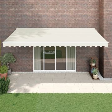 Copertină retractabilă automată, crem, 5x3 m