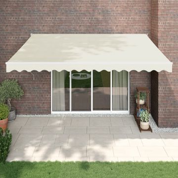 Copertină retractabilă, crem, 4,5x3 m, textil și aluminiu