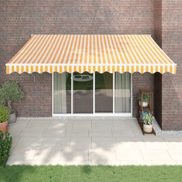 Copertină retractabilă, galben/alb, 4,5x3 m, textil/aluminiu