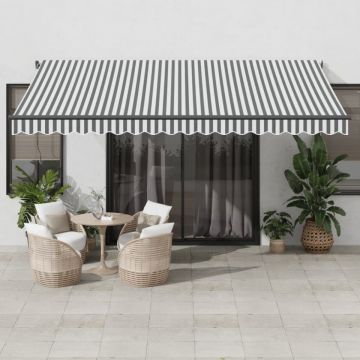 Copertină retractabilă manual, antracit/alb, 450x350 cm