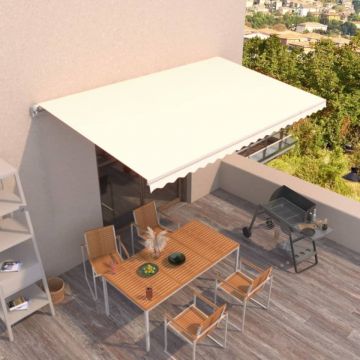 Copertină retractabilă manual, crem, 500x300 cm