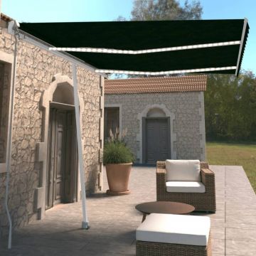 Copertină retractabilă manual cu LED, antracit, 350x250 cm