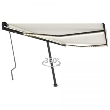 Copertină retractabilă manual cu LED, crem, 400x350 cm