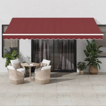 Copertina retractabilă manual cu LED, vișiniu, 450x300 cm