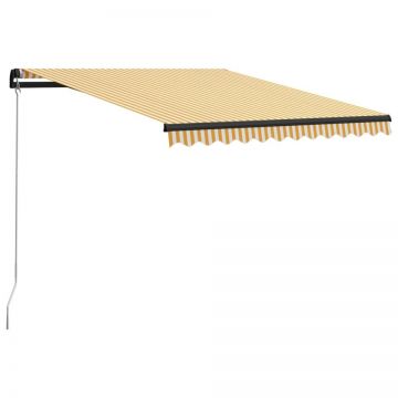 Copertină retractabilă manual, galben și alb, 300 x 250 cm