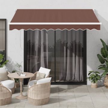 Copertină retractabilă manual, maro, 300x250 cm