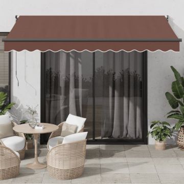 Copertină retractabilă manual, maro, 350x250 cm