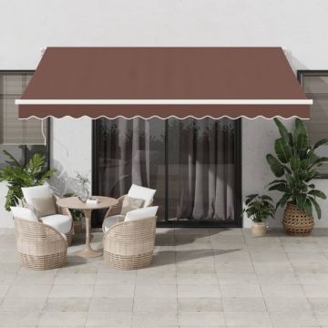 Copertina retractabilă manual, maro, 400x350 cm