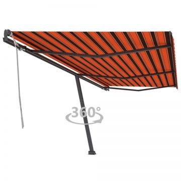 Copertină retractabilă manual, portocaliu/maro, 600x300 cm