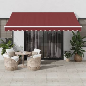 Copertina retractabilă manual, vișiniu, 400x350 cm