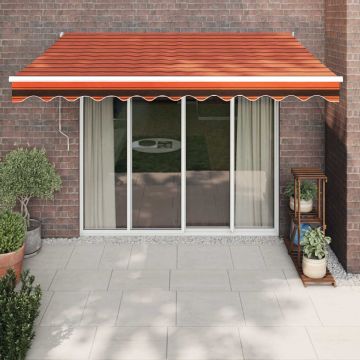Copertină retractabilă portocaliu/maro 3,5x2,5m textil/aluminiu